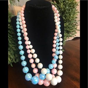3 vintage iridescent beaded necklaces